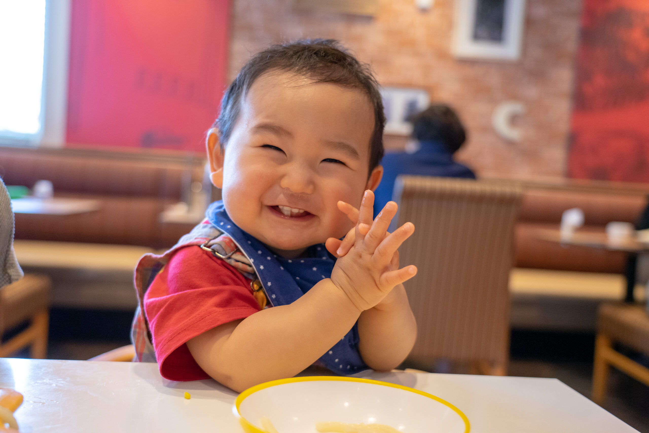 Baby at a family restaurant in Tokyo