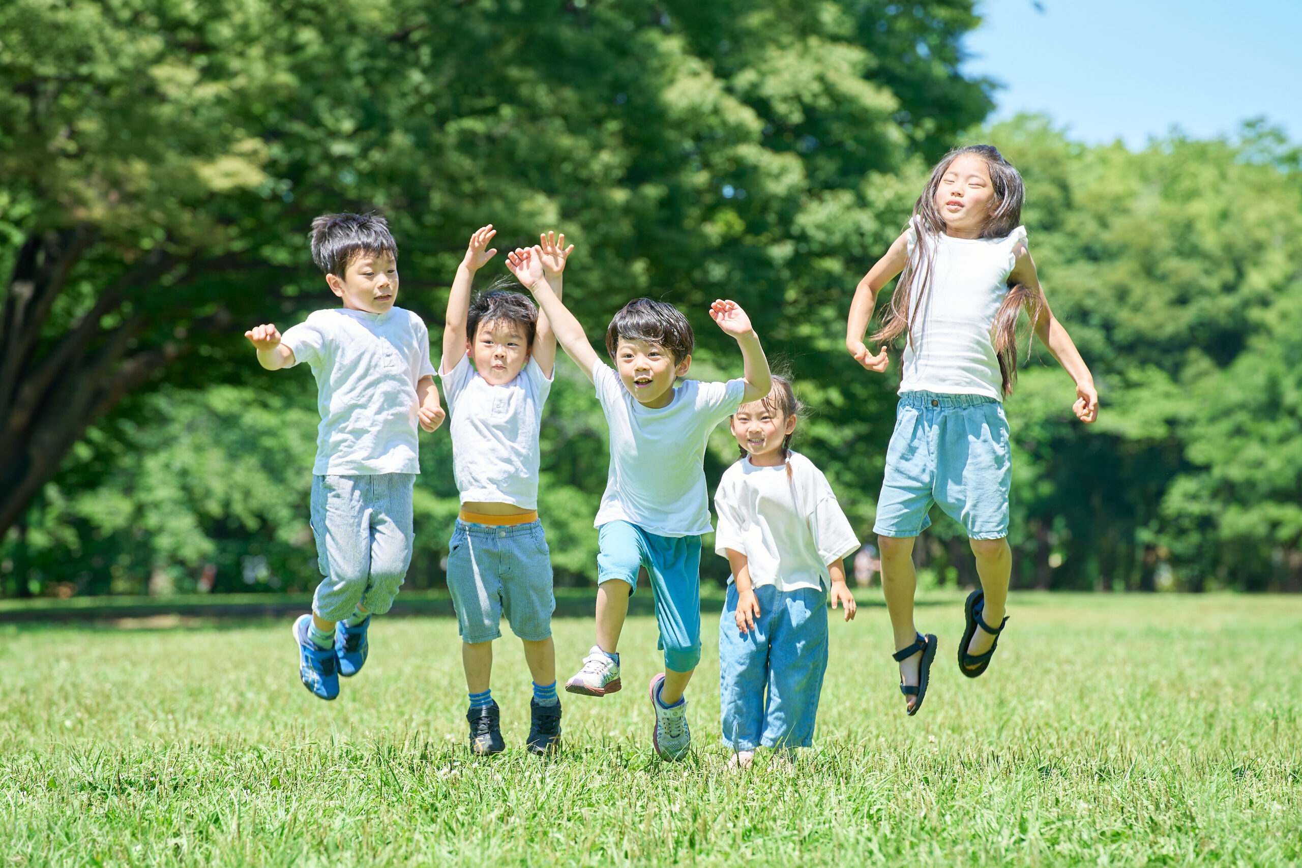 Kids playing in a park in Tokyo
